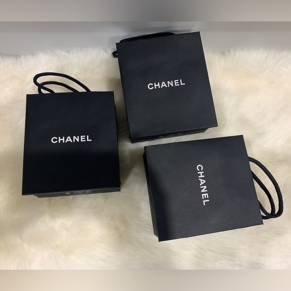 Set of 3 Chanel Shopping Bags Black authentic - Picture 3 of 5